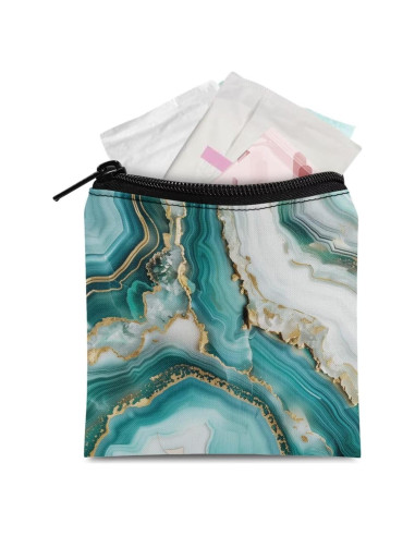 Bolsa de Almacenamiento Menstrual SUITOSELFY Mármol Verde Teal 13x13.7 cm