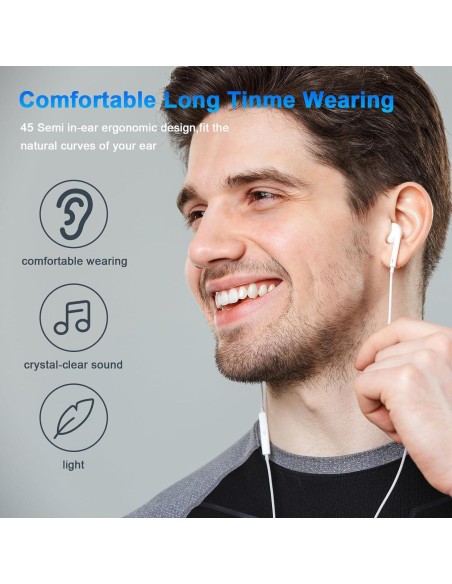 Auriculares Con Cable MFi para iPhone CREHAO DY-FBA-203 - 2 Paquetes Auriculares Con Cable MFi para iPhone CREHAO DY-FBA-203 - 2 Paquetes