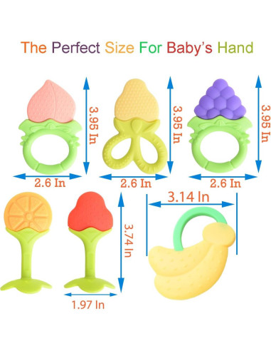 Juguetes de Dentición para Bebés 6 PCS Silicona Libre BPA
