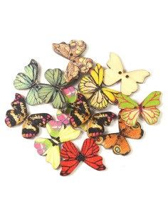 Botones de mariposa de madera Todo en Uno 100pcs 2.1x2.8cm