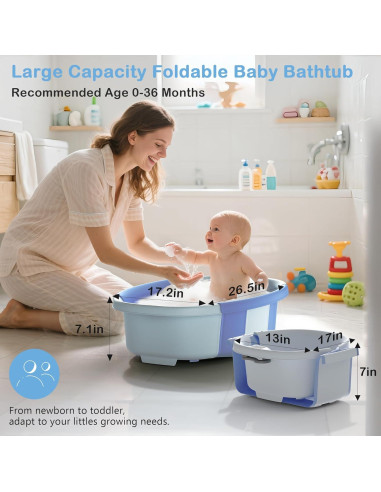Bañera Plegable Grande para Bebés Spluvvly con Termómetro