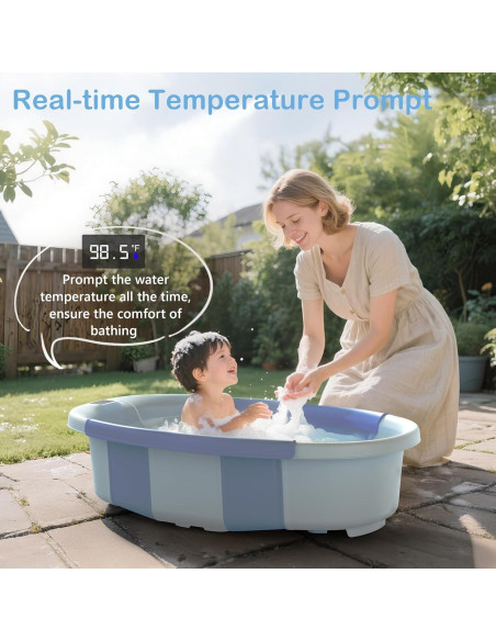 Bañera Plegable Grande para Bebés Spluvvly con Termómetro Bañera Plegable Grande para Bebés Spluvvly con Termómetro