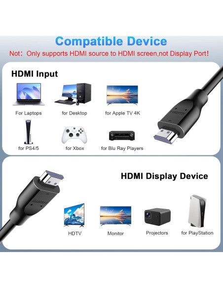Cable HDMI 2M AIAUXAI 4K 60Hz Alta Velocidad 18Gbps Cable HDMI 2M AIAUXAI 4K 60Hz Alta Velocidad 18Gbps