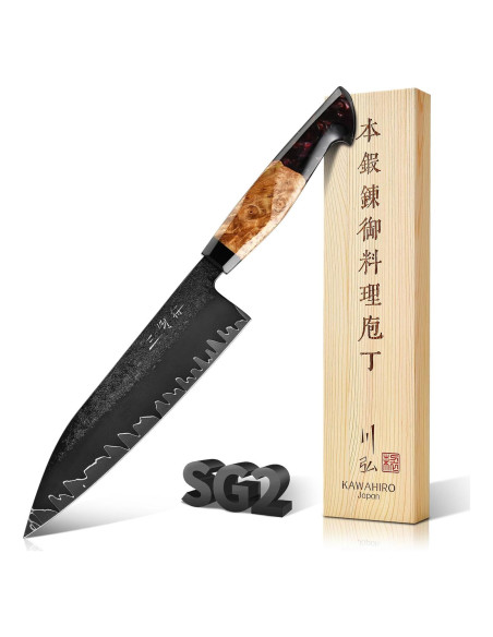 Cuchillo de Chef KAWAHIRO Gyuto 20.32 cm Acero SG2 Forjado a Mano Cuchillo de Chef KAWAHIRO Gyuto 20.32 cm Acero SG2 Forjado a Mano