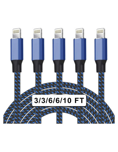 Cargador Lightning Estbuc MFi 5 Pack 0.91-3.05 m Carga Rápida