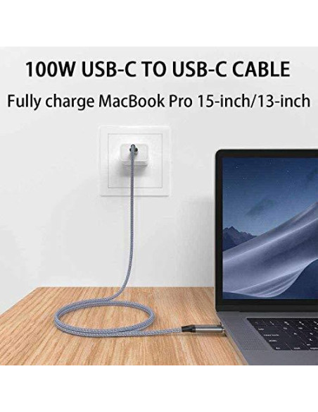 Cable USB C a USB C 15 pies 100W para iPhone 15 y Samsung Cable USB C a USB C 15 pies 100W para iPhone 15 y Samsung