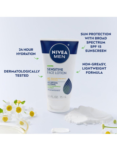 Loción Facial NIVEA MEN Piel Sensible SPF 15 - 3 Tubos 75 ml