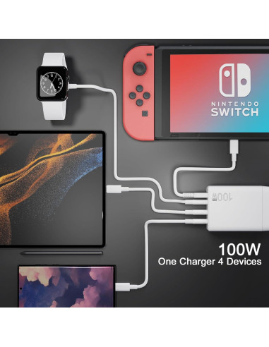Cargador USB-C 100W GaN para Laptop - Compatible con HP, Lenovo, MacBook