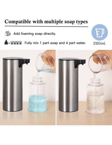 Dispensador de Jabón Automático LAOPAO Acero Inoxidable 0.56kg