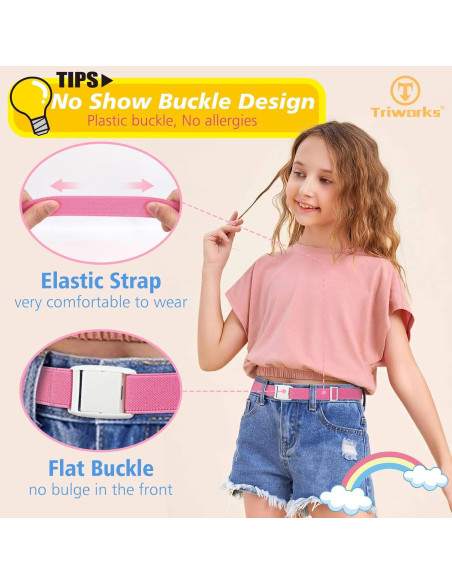 Cinturón Elástico Ajustable para Niñas - Hebilla Plana - 66 cm Cinturón Elástico Ajustable para Niñas - Hebilla Plana - 66 cm