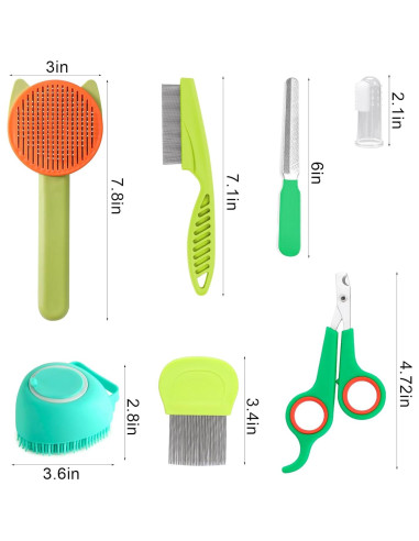 Kit de Limpieza para Mascotas VCZONE 8 Piezas Verde