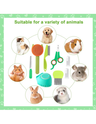 Kit de Limpieza para Mascotas VCZONE 8 Piezas Verde