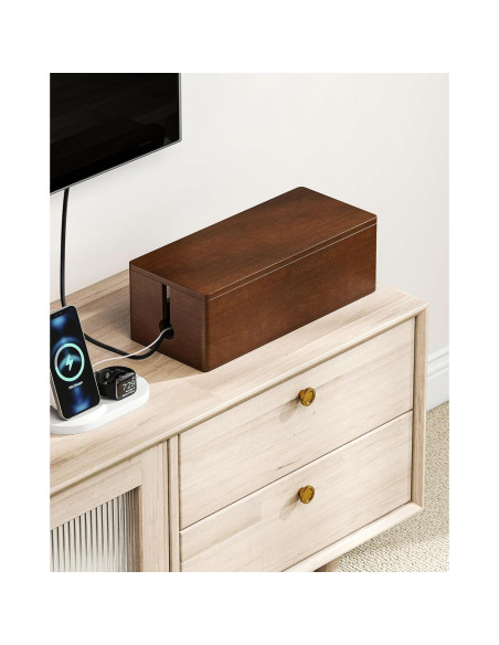 Caja Organizadora de Cables de Madera YECAYE con Tapa Magnética Caja Organizadora de Cables de Madera YECAYE con Tapa Magnética
