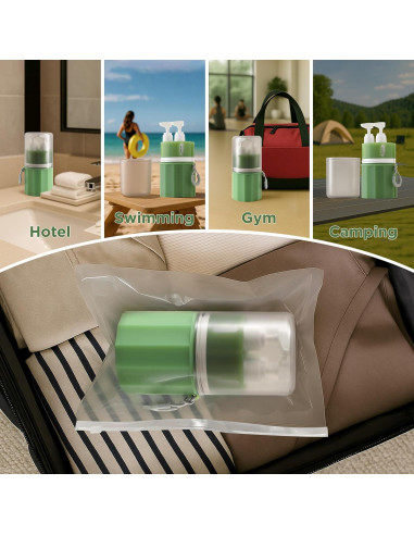 Botellas de Viaje 4-en-1 SESENSE a Prueba de Fugas Verde