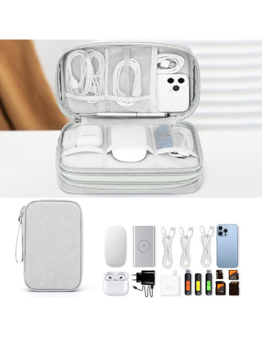 Bolsa Organizadora de Cables SUNRISING Gris Doble Capa Impermeable