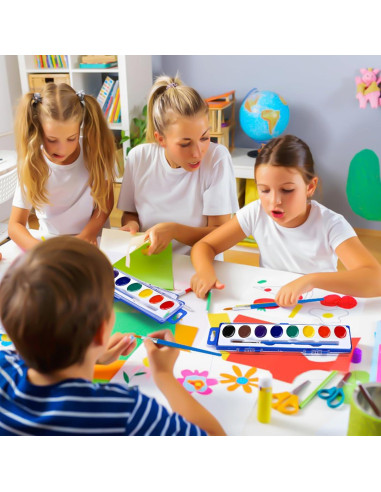 Set de Pinturas Acuareladas FUMILE 48 Paquetes 8 Colores Lavables
