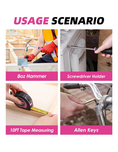 Kit de Herramientas DOWELL Rosa 147 Piezas con Taladro 12V