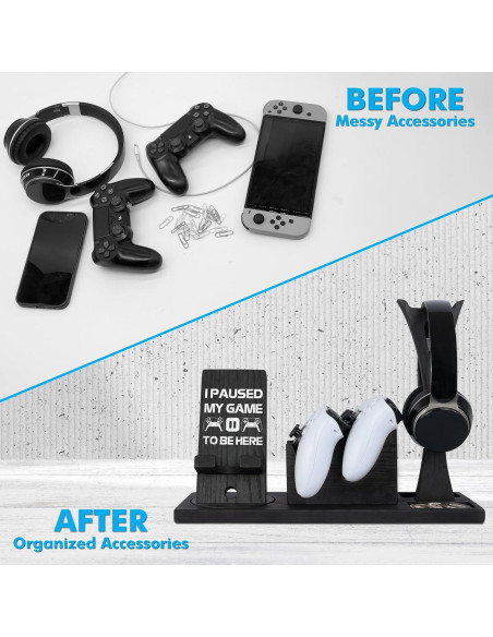Organizador de Juegos Kaseny con Soporte para Auriculares y Controladores Organizador de Juegos Kaseny con Soporte para Auriculares y Controladores