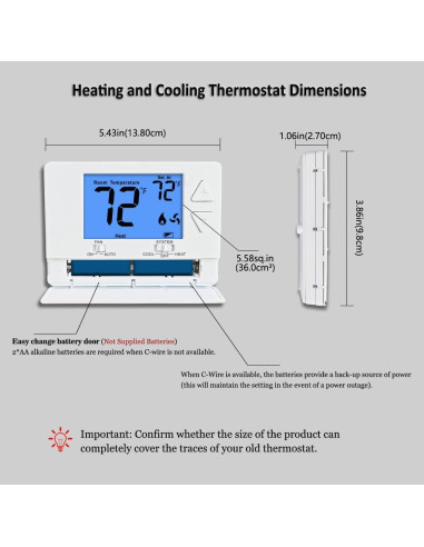 Termostato Digital Miuputake 3001-Azul para Calefacción y Refrigeración