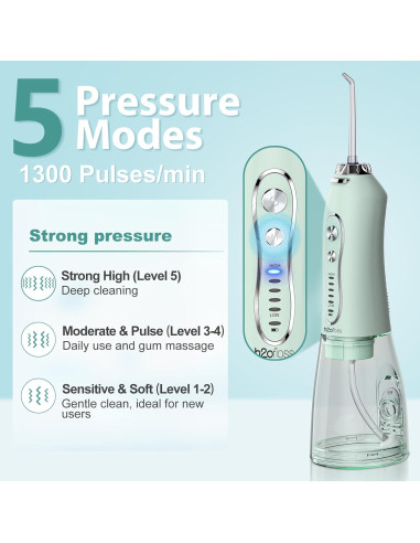 Irrigador Dental Portátil H2ofloss HF-6 Recargable 300ML