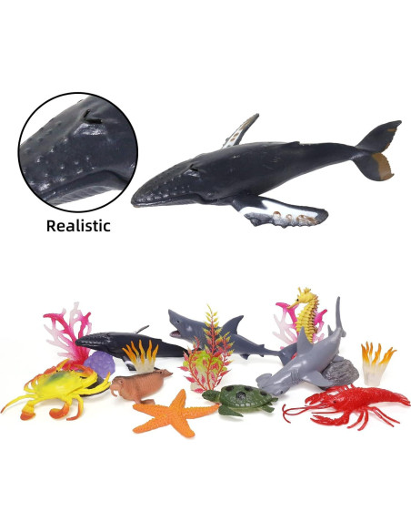 Figuras de Animales Marinos BIWASE 29 Piezas para Niños 3-5 Años Figuras de Animales Marinos BIWASE 29 Piezas para Niños 3-5 Años