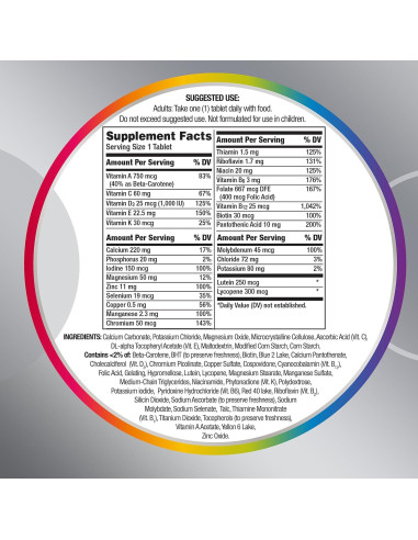 Centrum Silver Multivitamina 50+ Adultos 125 Tabletas Sin Gluten