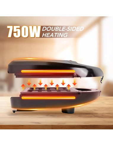 Máquina de Waffles 6 en 1 KAGOR con Placas Desmontables