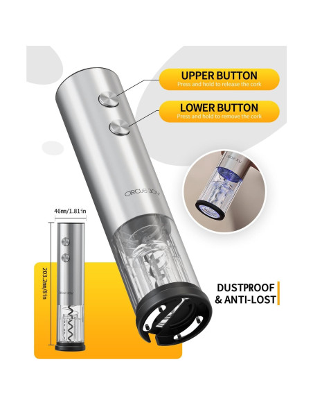 Abridor de Vino Eléctrico CIRCLE JOY 6-en-1 Recargable Plata Abridor de Vino Eléctrico CIRCLE JOY 6-en-1 Recargable Plata