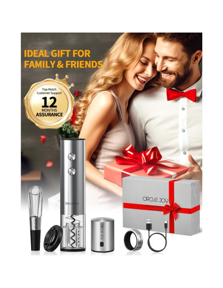 Abridor de Vino Eléctrico CIRCLE JOY 6-en-1 Recargable Plata Abridor de Vino Eléctrico CIRCLE JOY 6-en-1 Recargable Plata