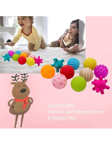 Juego de 6 Pelotas Sensoriales ROHSCE para Bebés 6-12 Meses