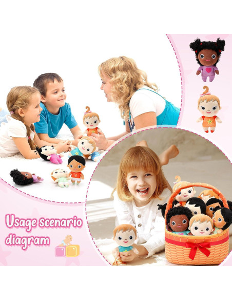 Set de 10 Muñecas de Peluche Multiculturales HyDren 15cm Set de 10 Muñecas de Peluche Multiculturales HyDren 15cm
