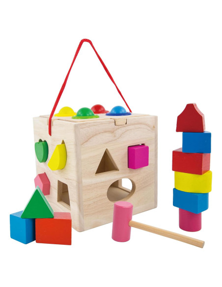 Cubo de Actividad de Madera Evmark - Juguete Montessori 14.76 cm Cubo de Actividad de Madera Evmark - Juguete Montessori 14.76 cm