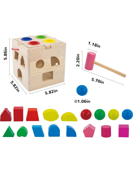 Cubo de Actividad de Madera Evmark - Juguete Montessori 14.76 cm Cubo de Actividad de Madera Evmark - Juguete Montessori 14.76 cm
