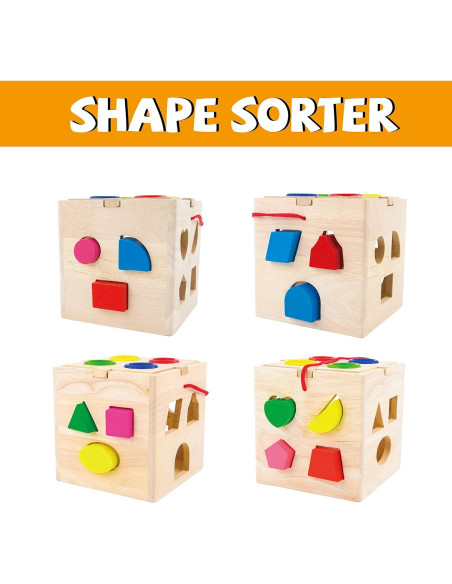 Cubo de Actividad de Madera Evmark - Juguete Montessori 14.76 cm Cubo de Actividad de Madera Evmark - Juguete Montessori 14.76 cm