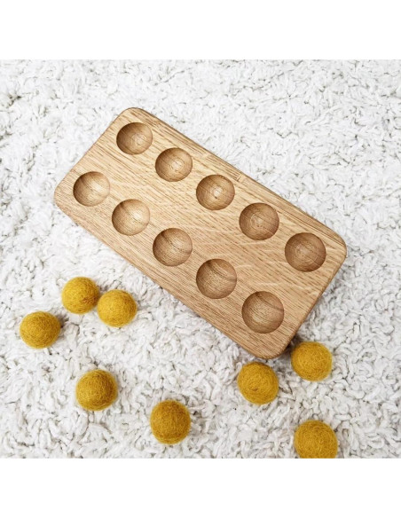 Tablero Montessori de Matemáticas de Madera con 10 Cuadrados y Bolas Tablero Montessori de Matemáticas de Madera con 10 Cuadrados y Bolas