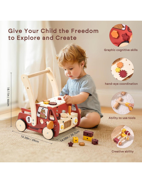 Andador de Madera OESSUF 2 en 1 con 40 Juguetes para Bebés Andador de Madera OESSUF 2 en 1 con 40 Juguetes para Bebés