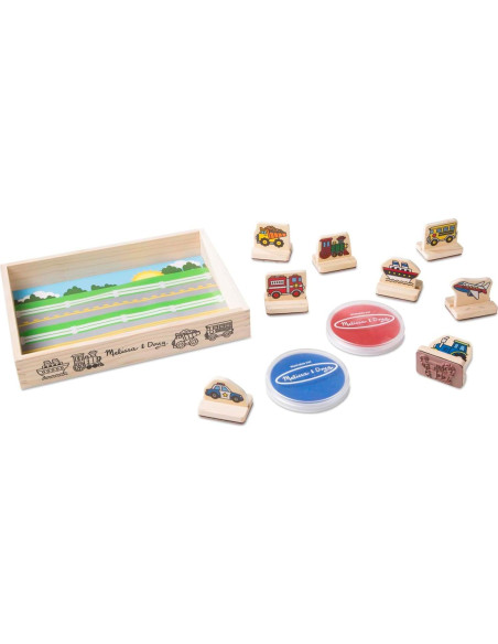 Juego de Sellos de Madera Melissa & Doug Vehículos 8 Piezas Juego de Sellos de Madera Melissa & Doug Vehículos 8 Piezas