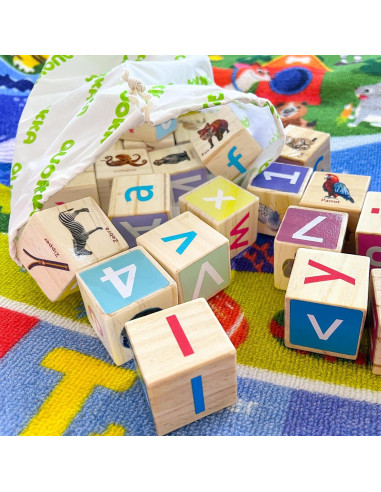 Bloques de Madera Montessori QUOKKA ABC - 35 Piezas para Niños 1-5 Años