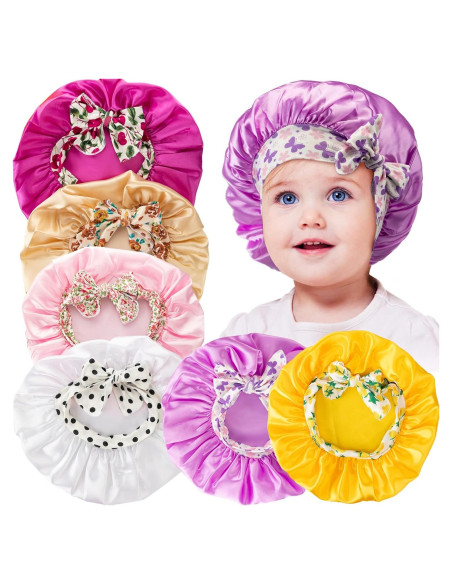 Gorras de Dormir para Niños JaGely 6 Pcs Lazo de Satén Multicolor Gorras de Dormir para Niños JaGely 6 Pcs Lazo de Satén Multicolor