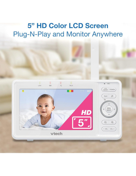 Monitor de Bebé VTech VM5263 Video y Audio 5" HD Blanco Monitor de Bebé VTech VM5263 Video y Audio 5" HD Blanco