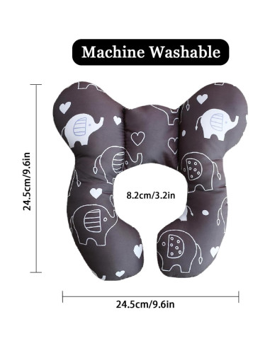 Almohada de Viaje para Bebés HPIENOYA Elefante Negro Suave
