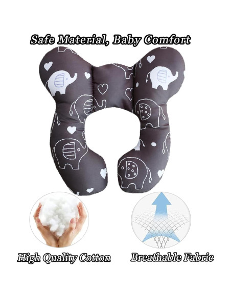 Almohada de Viaje para Bebés HPIENOYA Elefante Negro Suave Almohada de Viaje para Bebés HPIENOYA Elefante Negro Suave