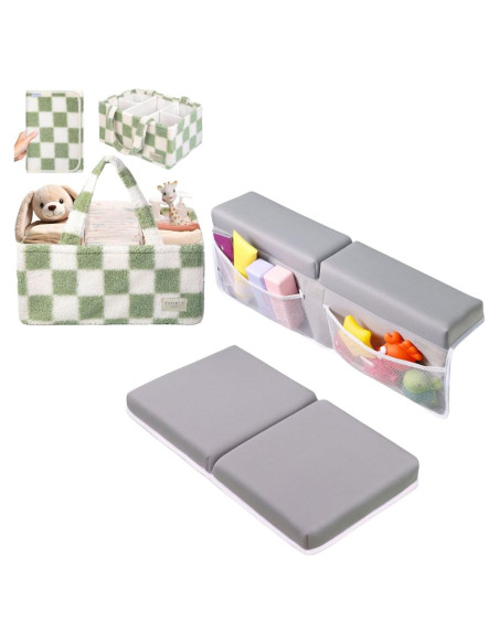 Conjunto Almohadilla Rodillas y Codos Toodly + Cesta Pañales Cuadros Conjunto Almohadilla Rodillas y Codos Toodly + Cesta Pañales Cuadros