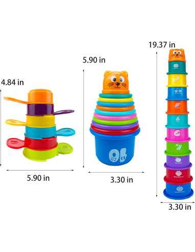Juego de 17 Tazas Apilables Multicolor Ella Dream para Bebés