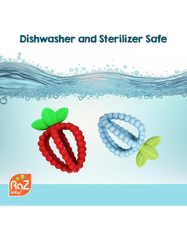 RaZbaby Bites Juguete de Dentición Silicona Libre BPA Rojo