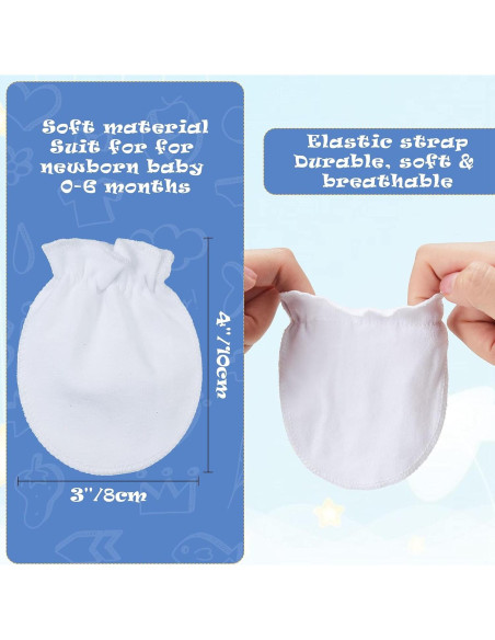 9 Pares de Manoplas para Bebés Algodón 0-6 Meses Sin Rasguños 9 Pares de Manoplas para Bebés Algodón 0-6 Meses Sin Rasguños