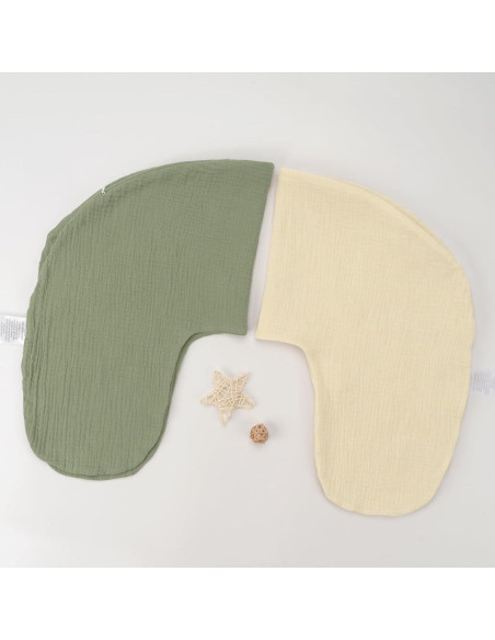FUNUPUP Funda de Almohada de Muselina 2 Pack Verde y Beige FUNUPUP Funda de Almohada de Muselina 2 Pack Verde y Beige