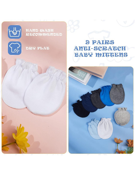 9 Pares de Manoplas para Bebés Algodón 0-6 Meses Sin Rasguños 9 Pares de Manoplas para Bebés Algodón 0-6 Meses Sin Rasguños