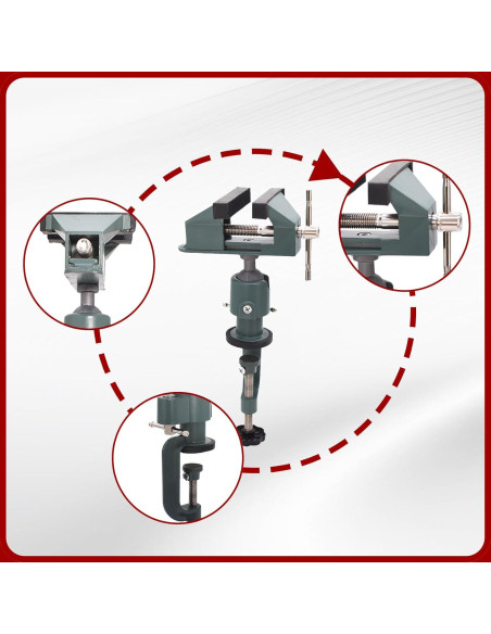 Vise de Banco Universal Findmall 8 cm Aluminio Giratorio 360 Vise de Banco Universal Findmall 8 cm Aluminio Giratorio 360