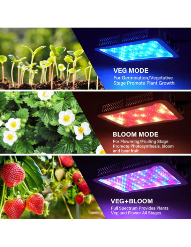 Luz de Cultivo LED Beelux 1000W Espectro Completo para Plantas